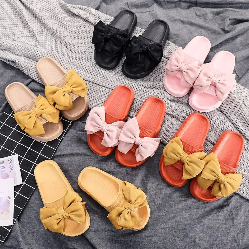 Bowtie Summer Slippers for Women - Non-Slip