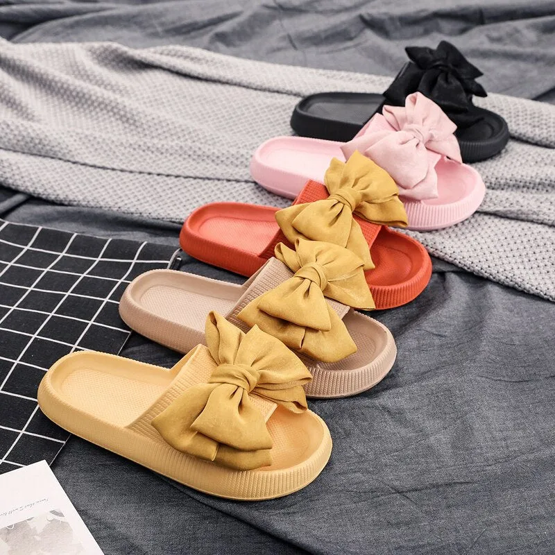 Bowtie Summer Slippers for Women - Non-Slip