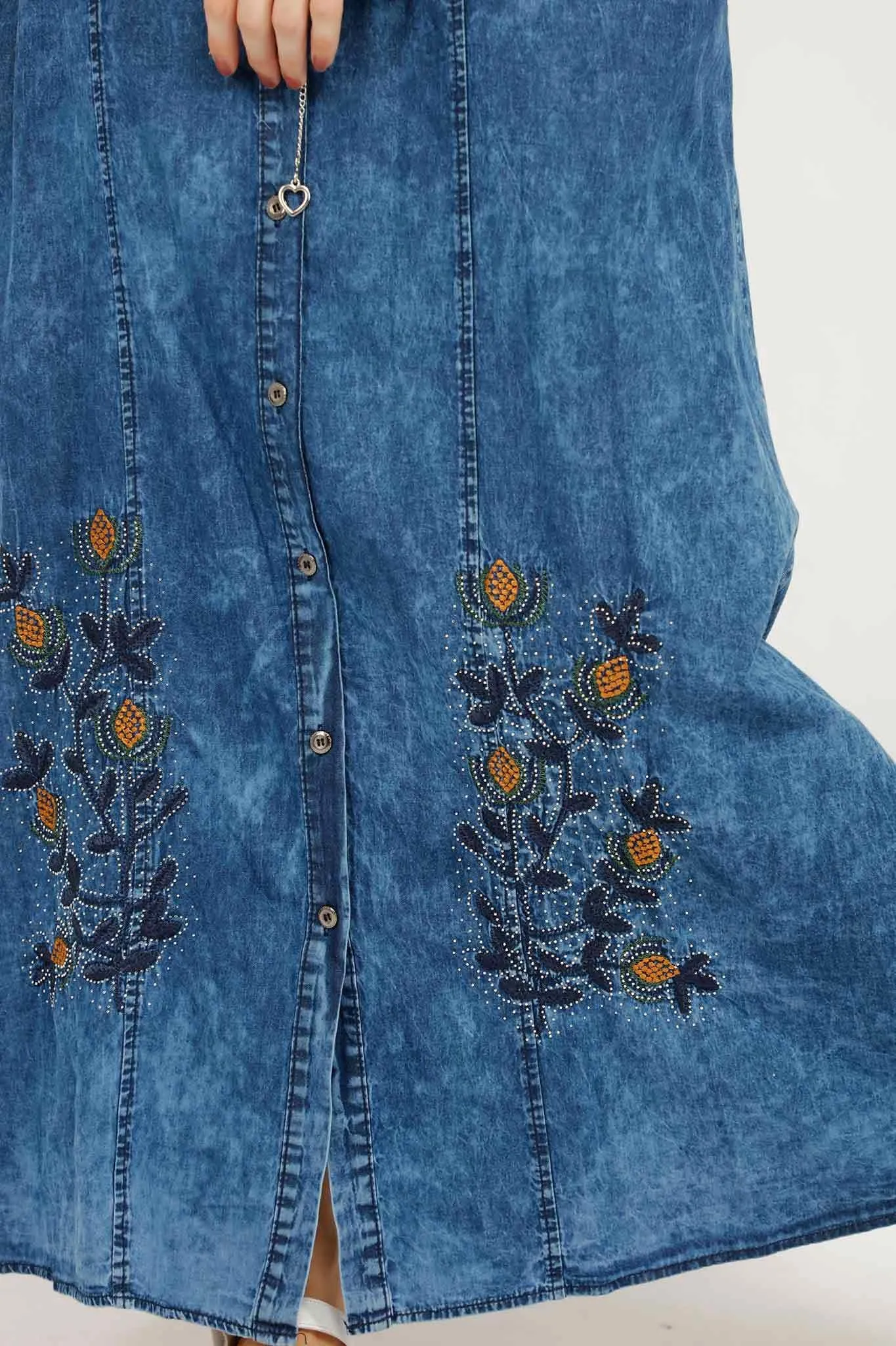 SPARKLING FLOWER JEANS LONG DRESS2 6090
