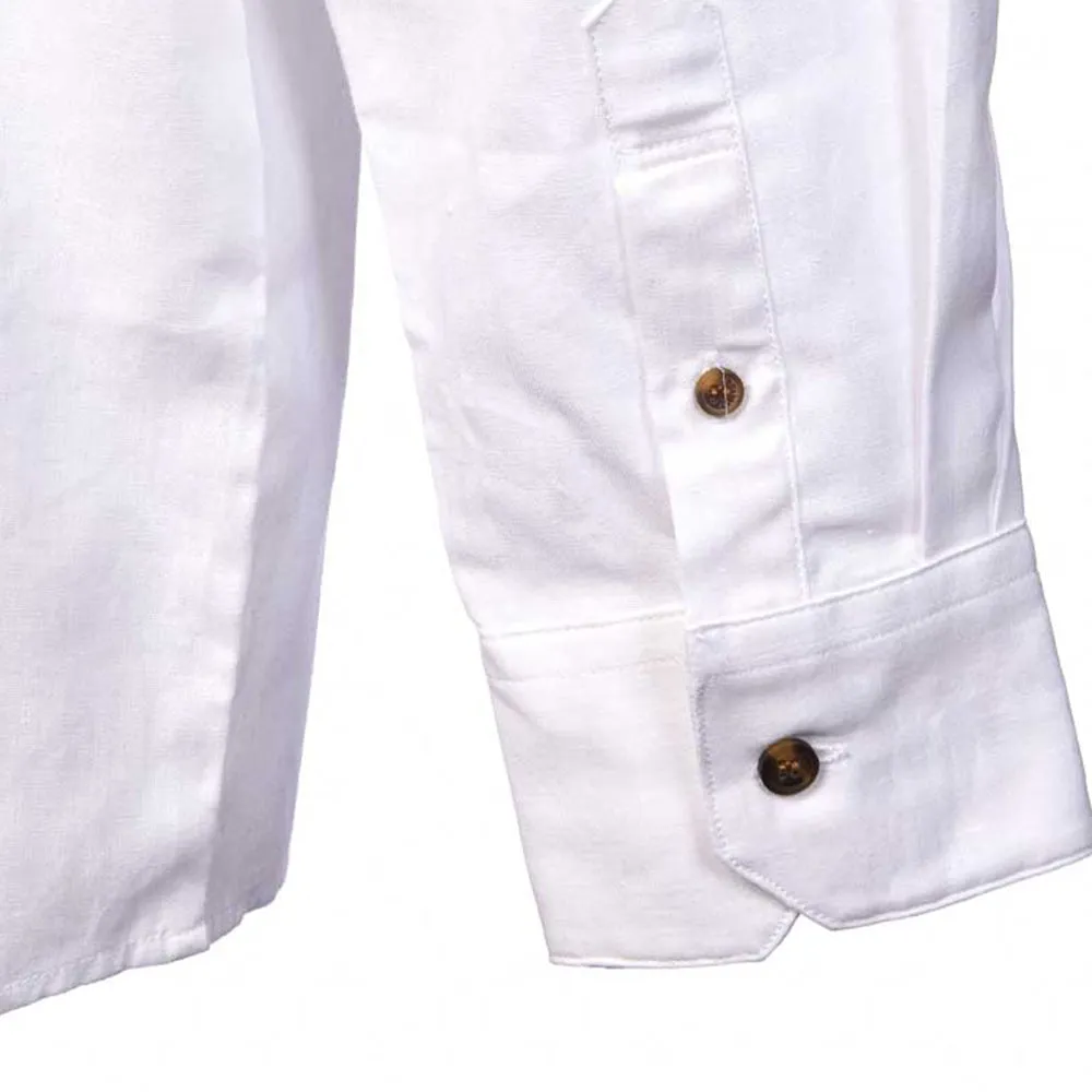 White Linen Grandfather Shirt